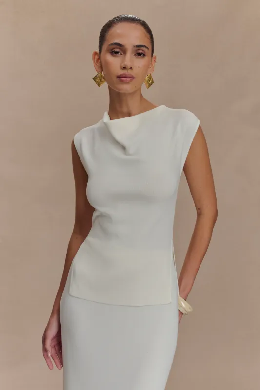 Francisca Cowl Neck Knit Top - White sold by Meshki