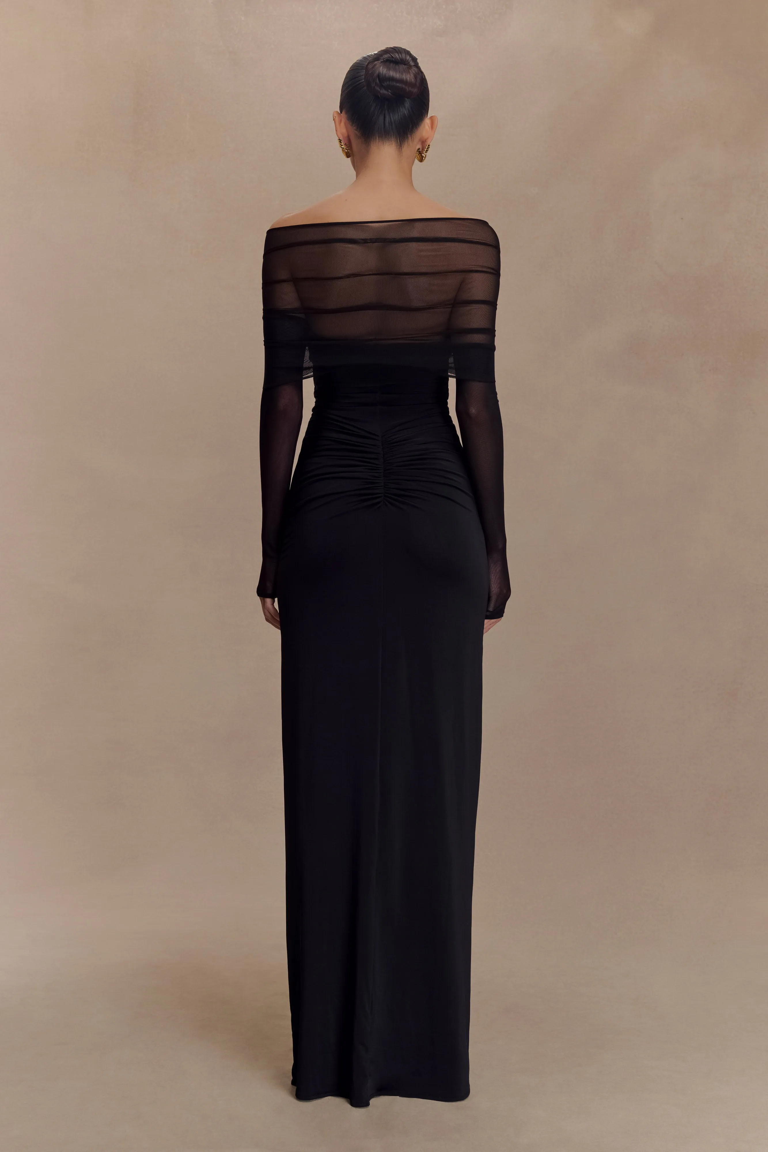 Rafaella Slinky And Mesh Maxi Dress - Black sold by Meshki product image thumbnail 4