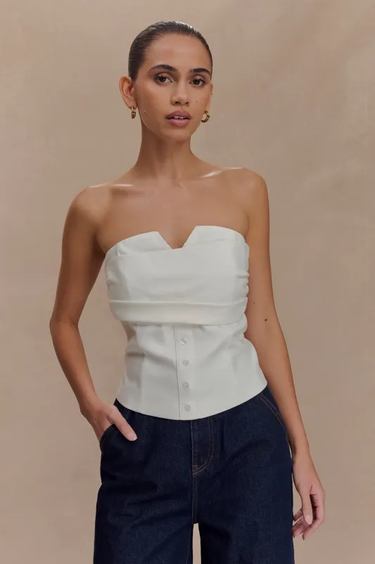 Zillah Strapless Cotton Top - White sold by Meshki