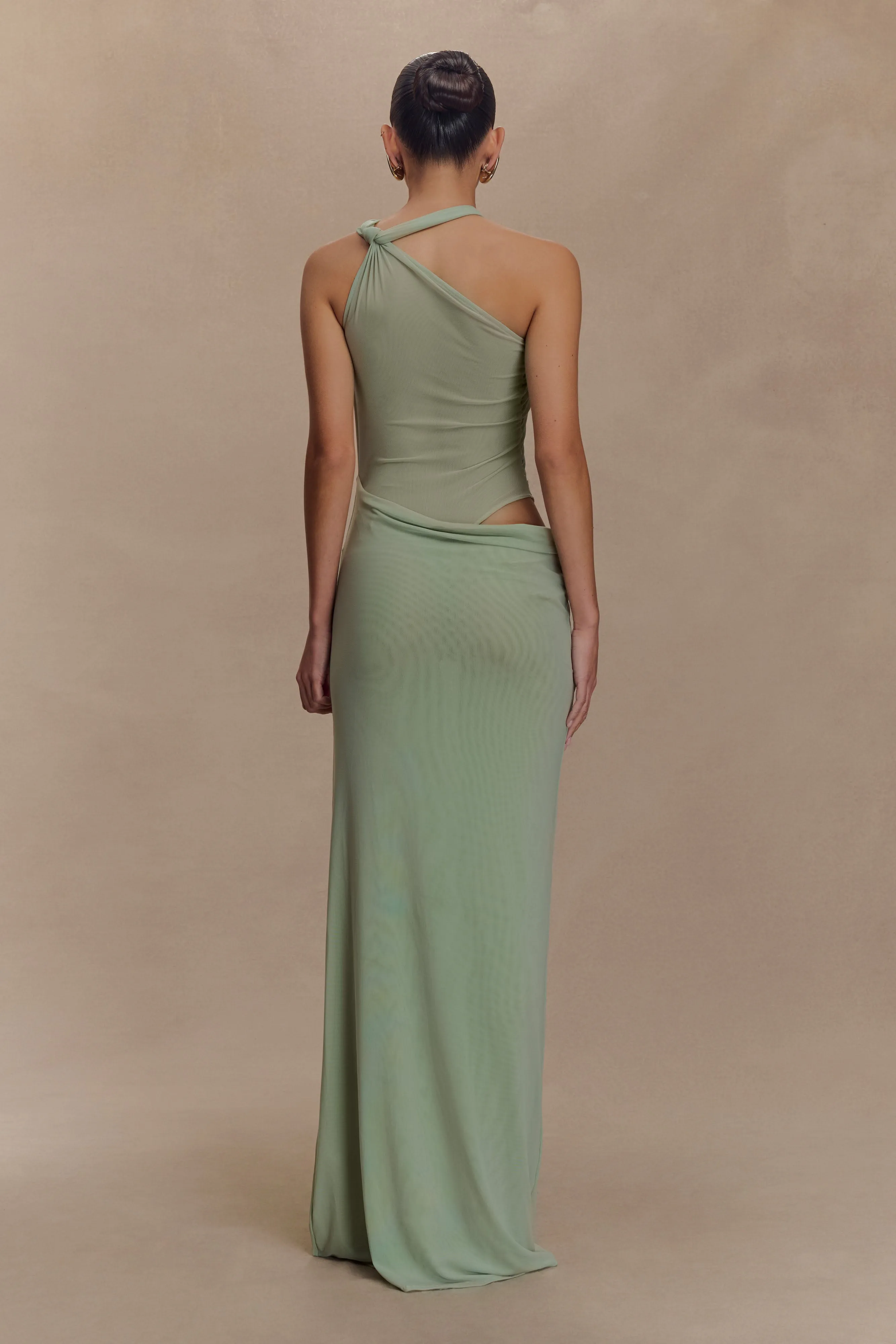 Edwina Knotted Mesh Maxi Dress - Sage sold by Meshki product image thumbnail 2