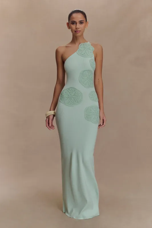 Teneika Crochet Knit Maxi Dress - Light Aqua sold by Meshki