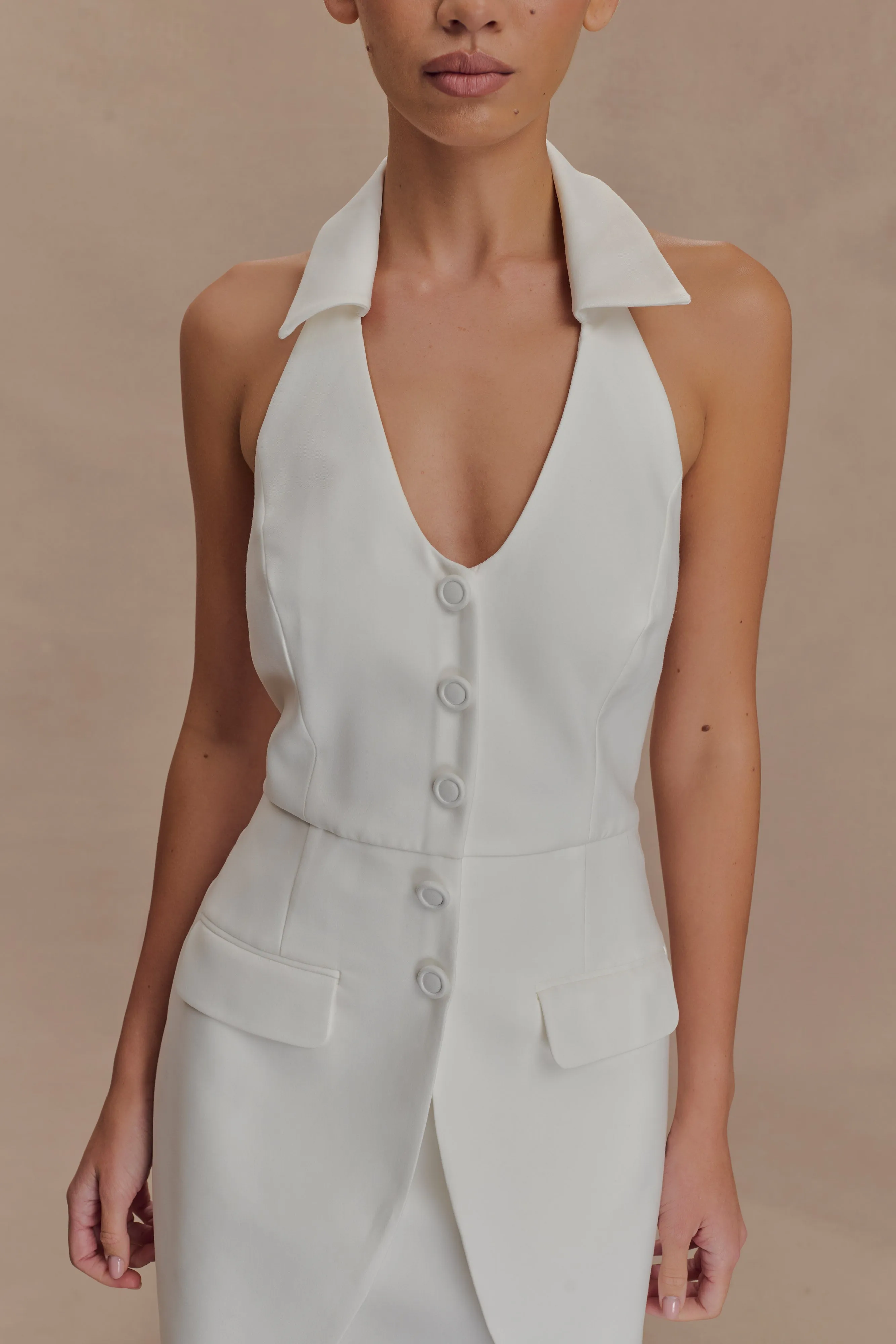 Ruth Cotton Halter Mini Dress - Ivory sold by Meshki product image thumbnail 3