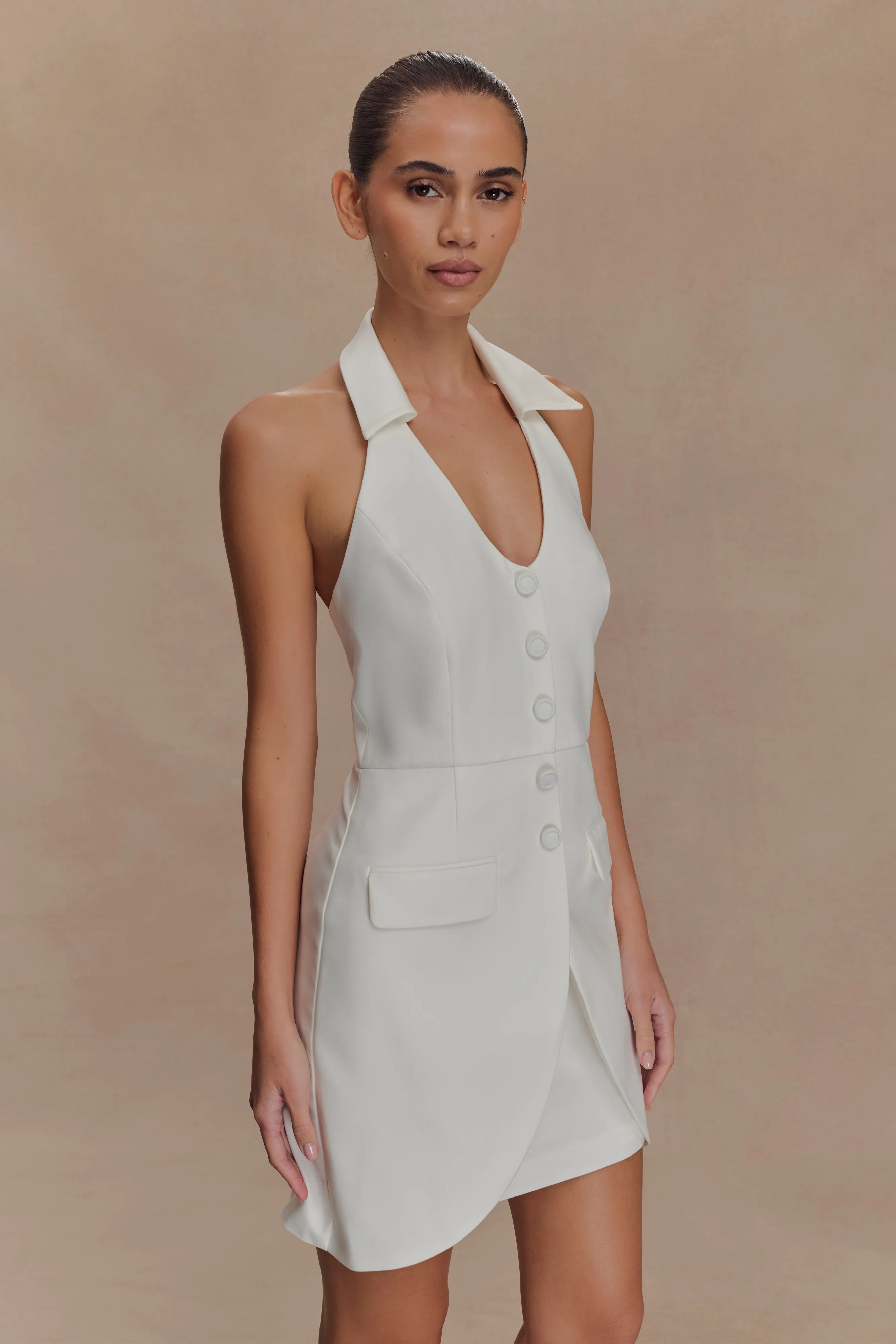 Ruth Cotton Halter Mini Dress - Ivory sold by Meshki product image thumbnail 4