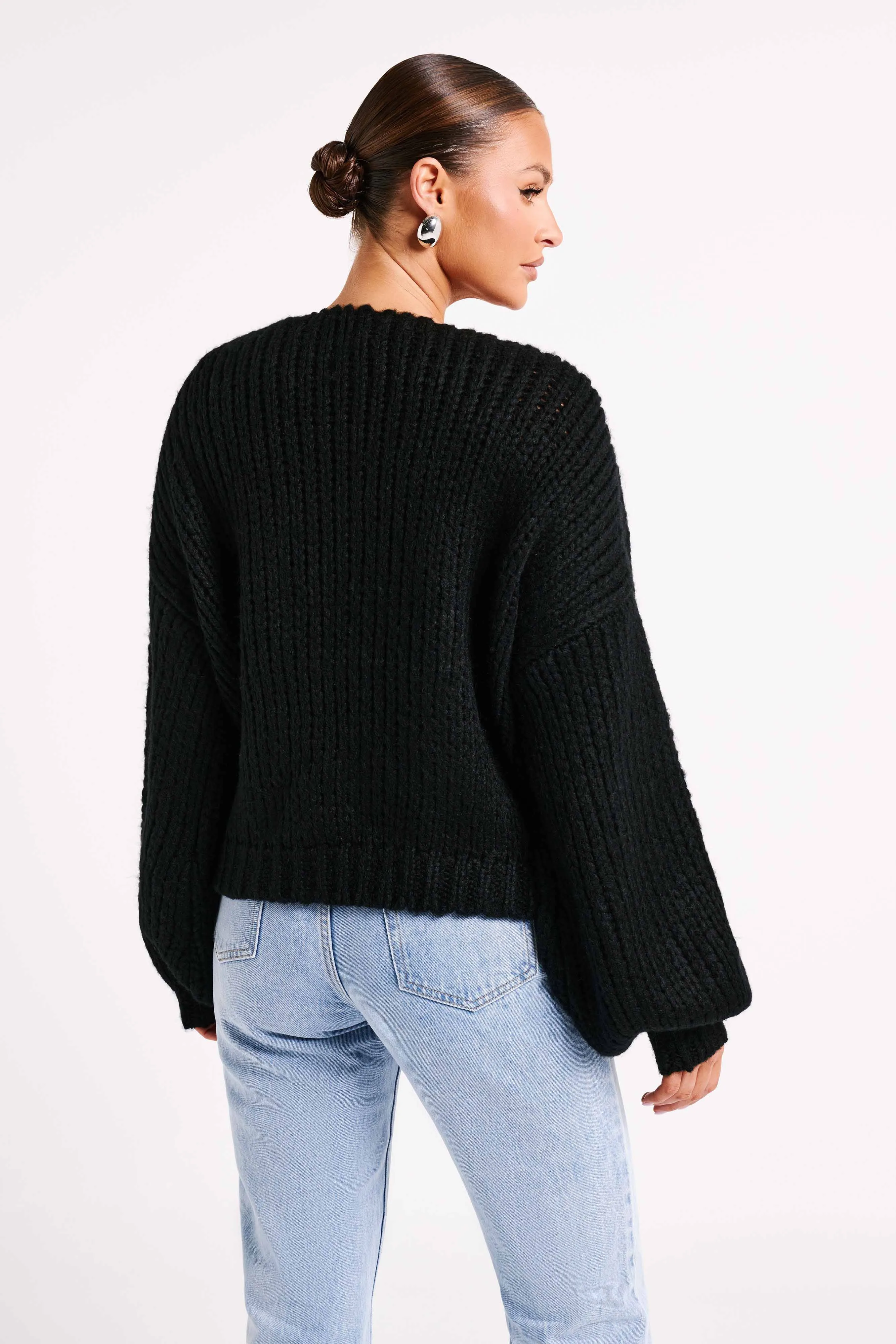 Irina Chunky Knit Cardigan - Black sold by Meshki product image thumbnail 3