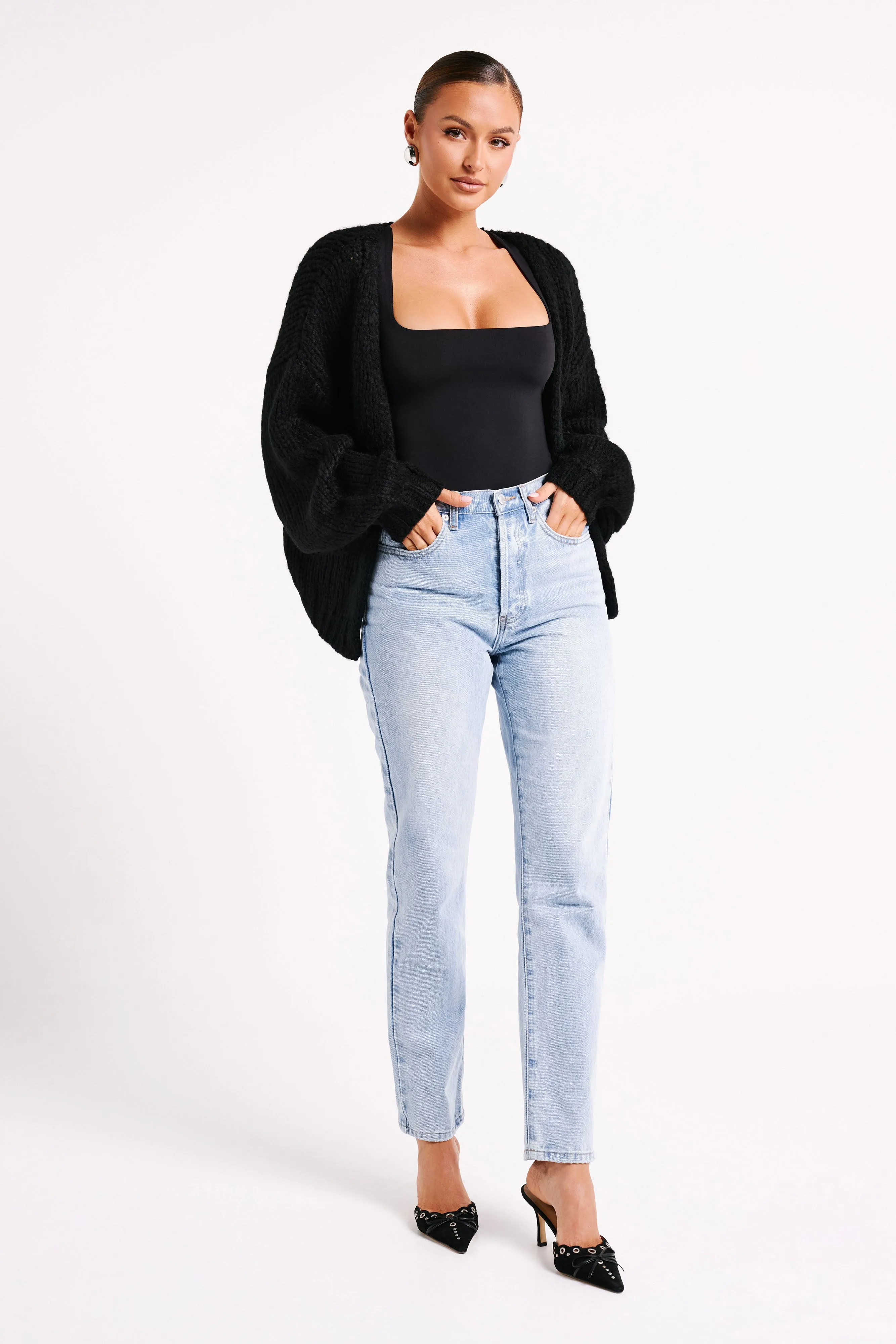 Irina Chunky Knit Cardigan - Black sold by Meshki product image thumbnail 4