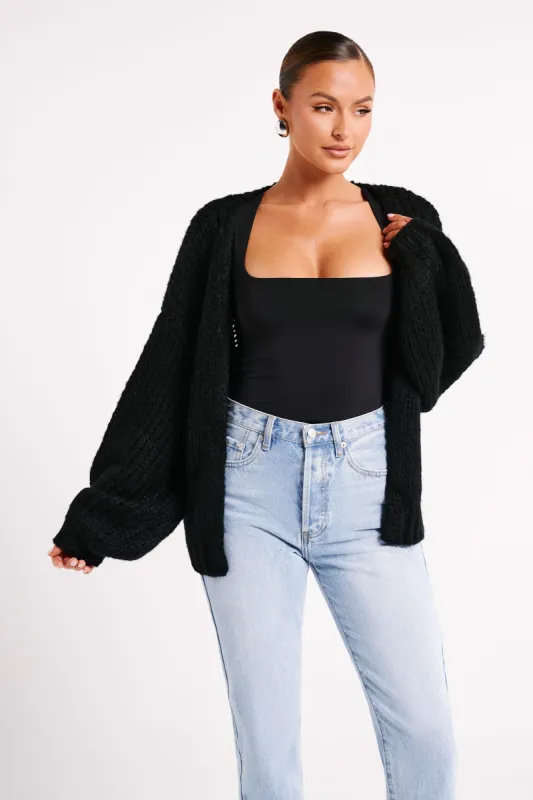 Irina Chunky Knit Cardigan - Black sold by Meshki