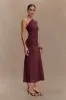 Chloe Peached Jersey One Shoulder Midi Dress - Mahogany sold by Meshki