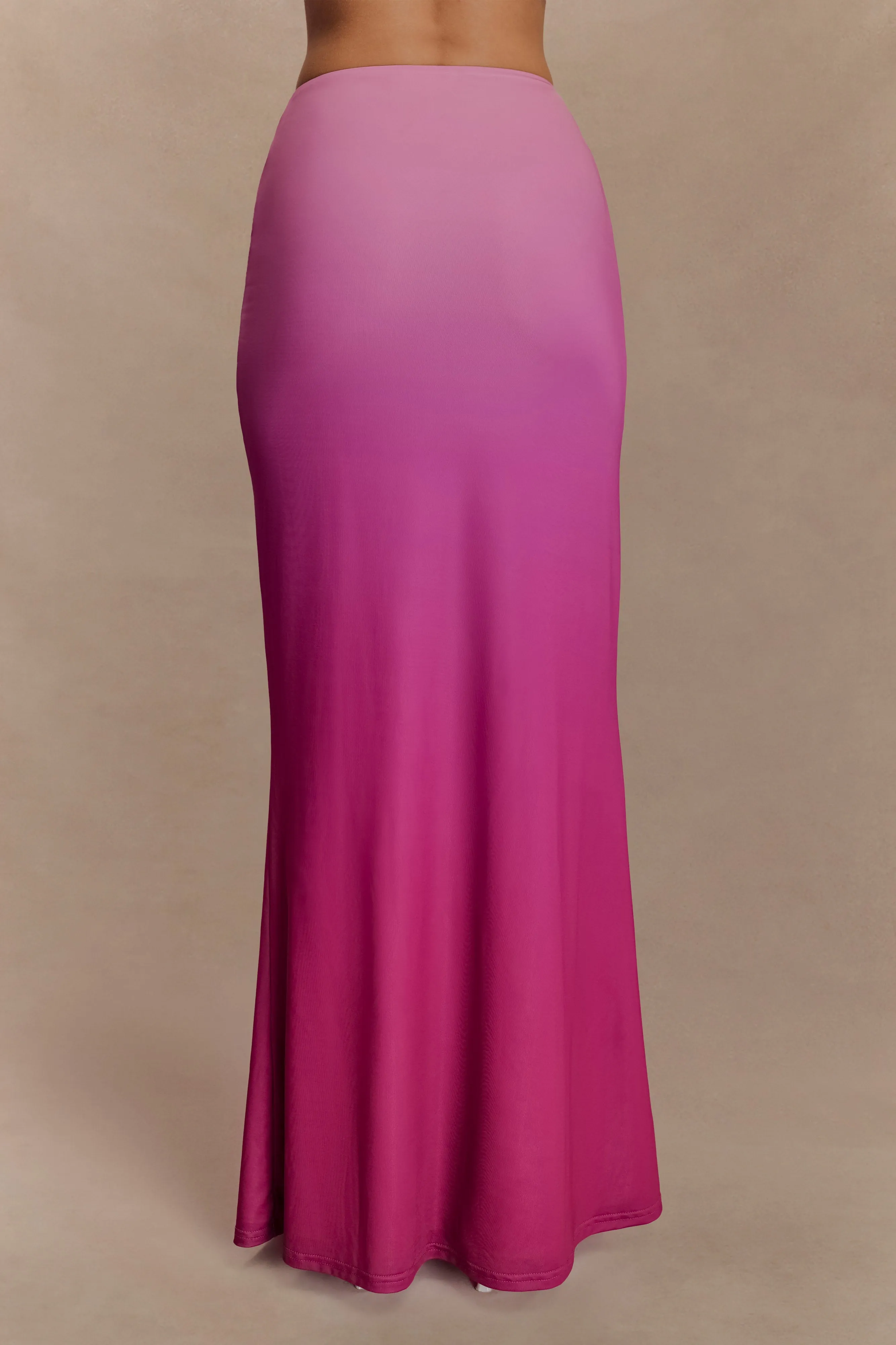 Bruna Slinky Fishtail Maxi Skirt - Ombre Pink sold by Meshki product image thumbnail 4
