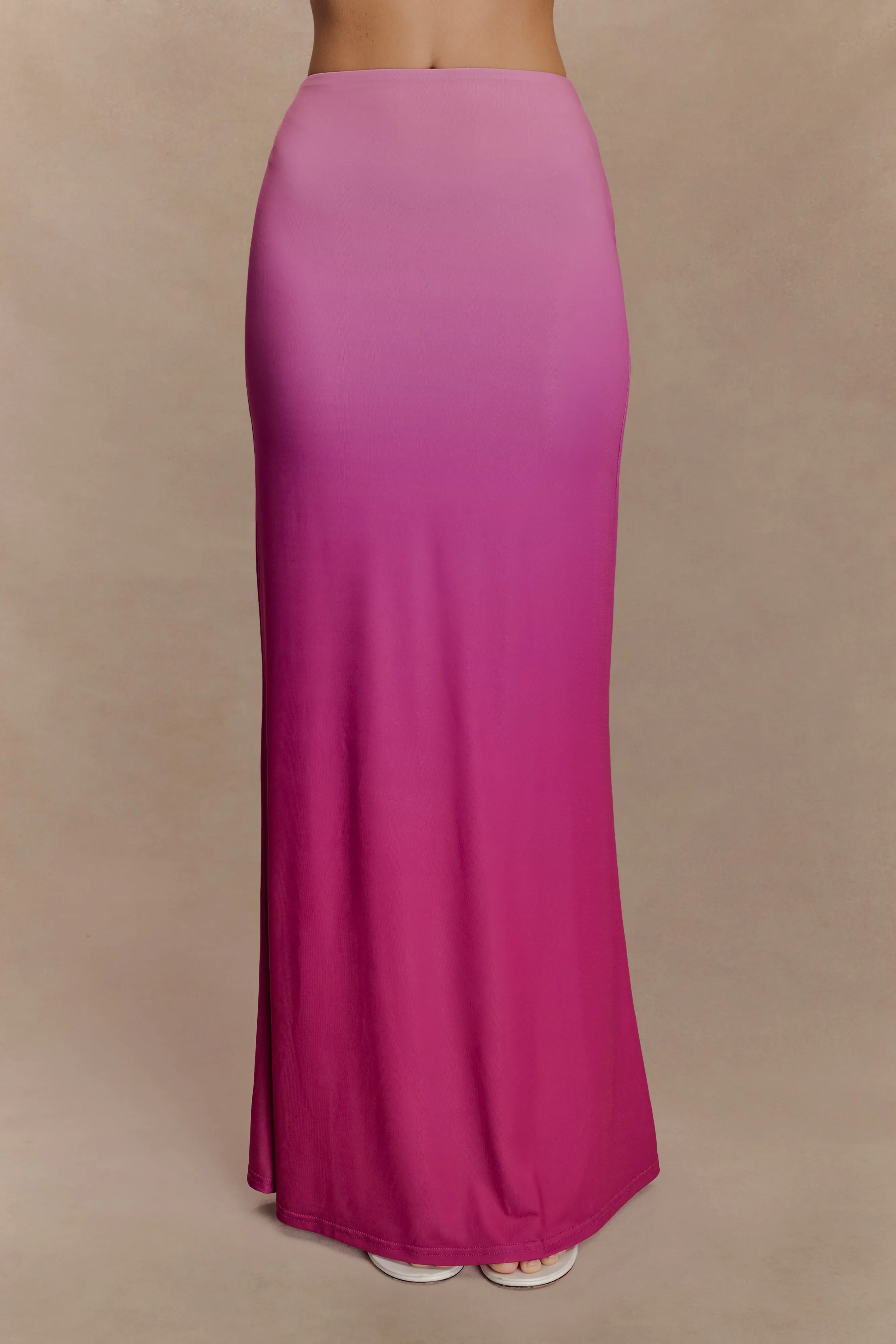 Bruna Slinky Fishtail Maxi Skirt - Ombre Pink sold by Meshki product image thumbnail 3