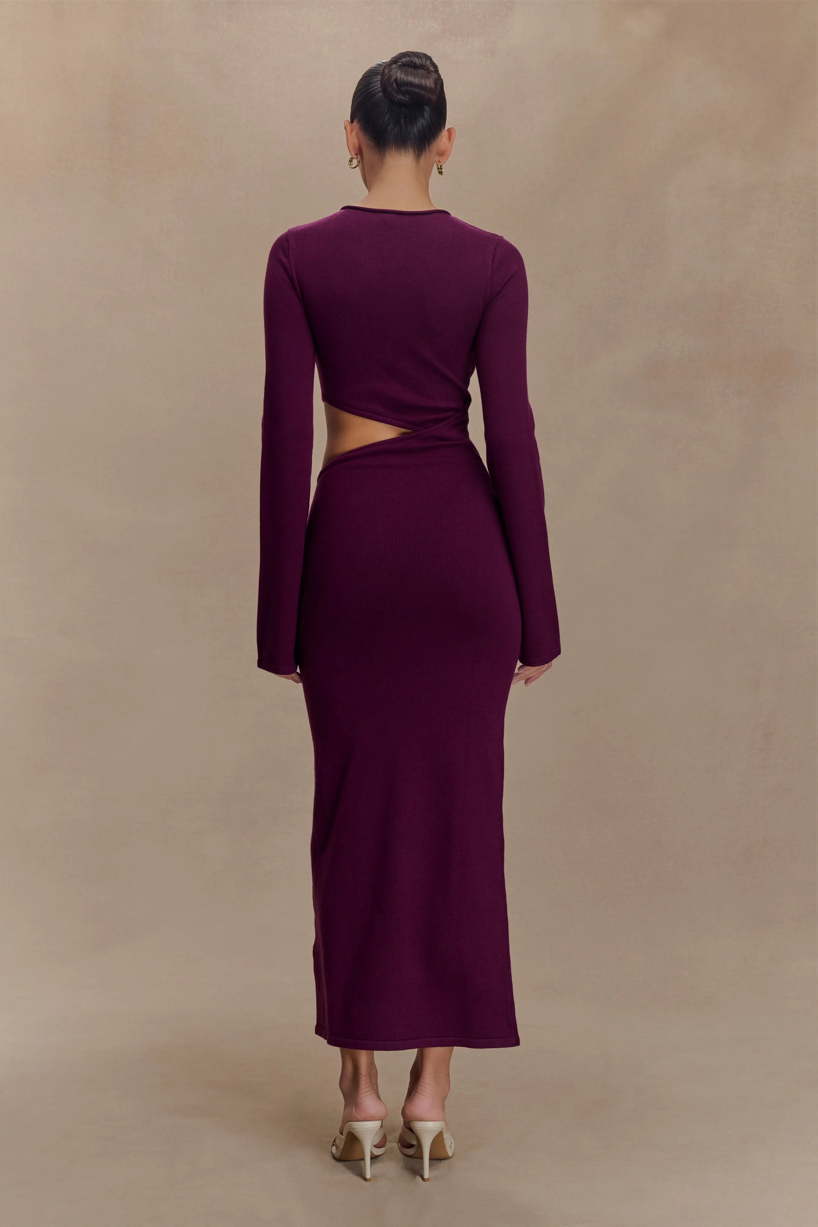 Azariah Long Sleeve Knit Midi Dress - Plum sold by Meshki product image thumbnail 2