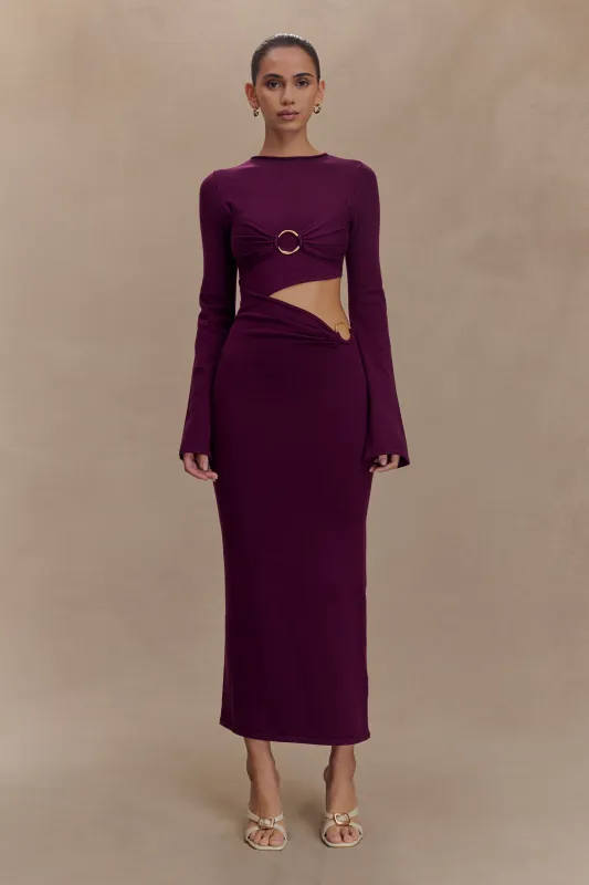 Azariah Long Sleeve Knit Midi Dress - Plum sold by Meshki