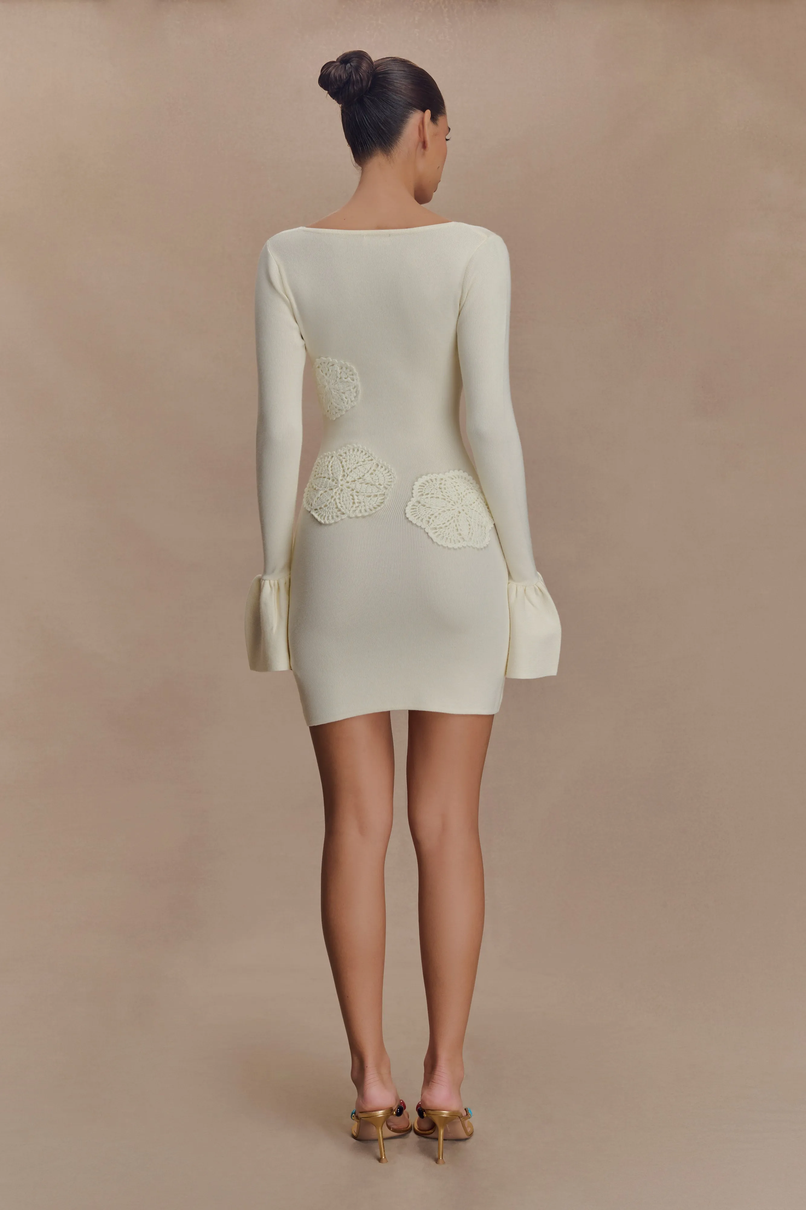 Amari Knit Crochet Knit Mini Dress - Ivory sold by Meshki product image thumbnail 2