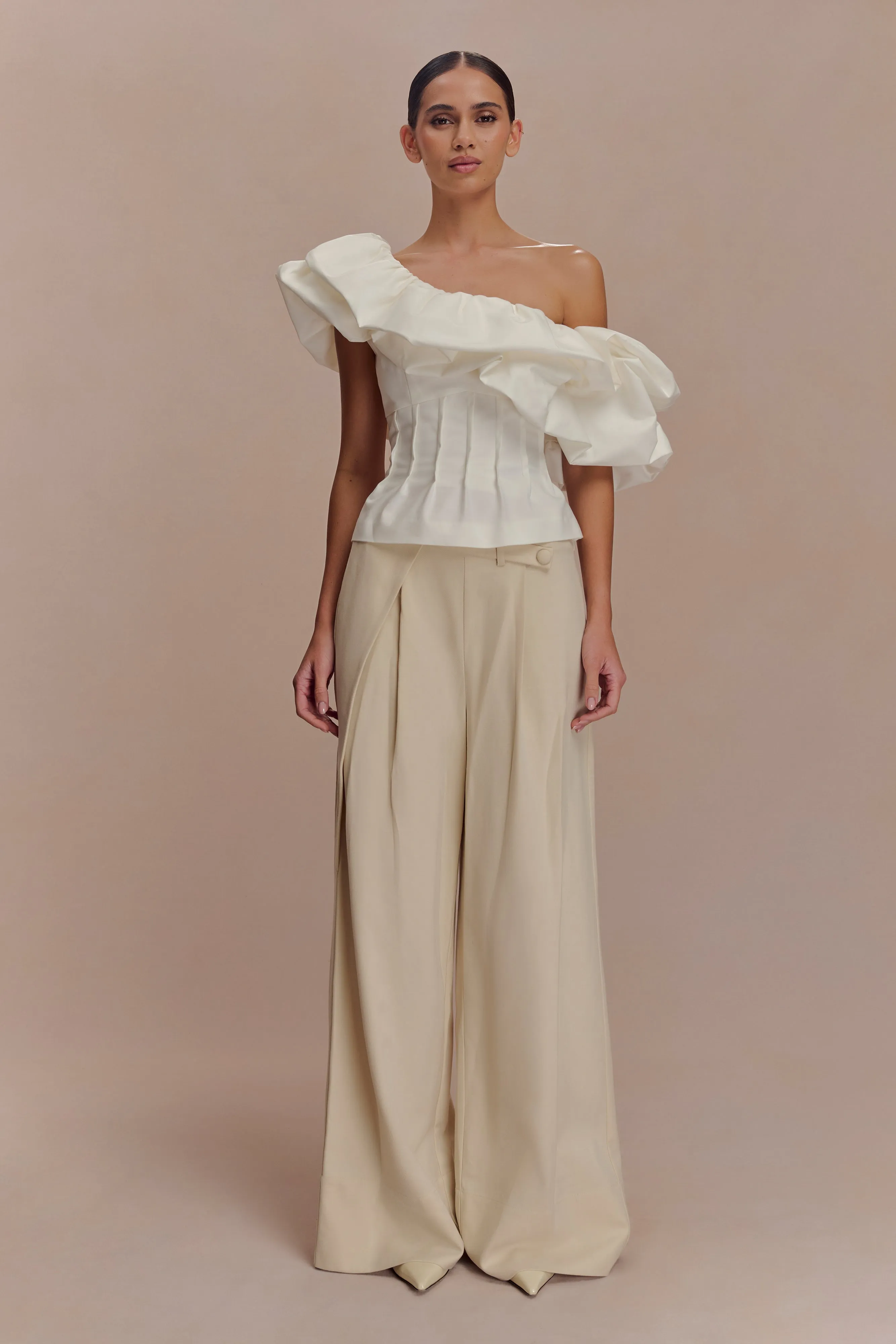 Debbie One Shoulder Bubble Top - White sold by Meshki product image thumbnail 5