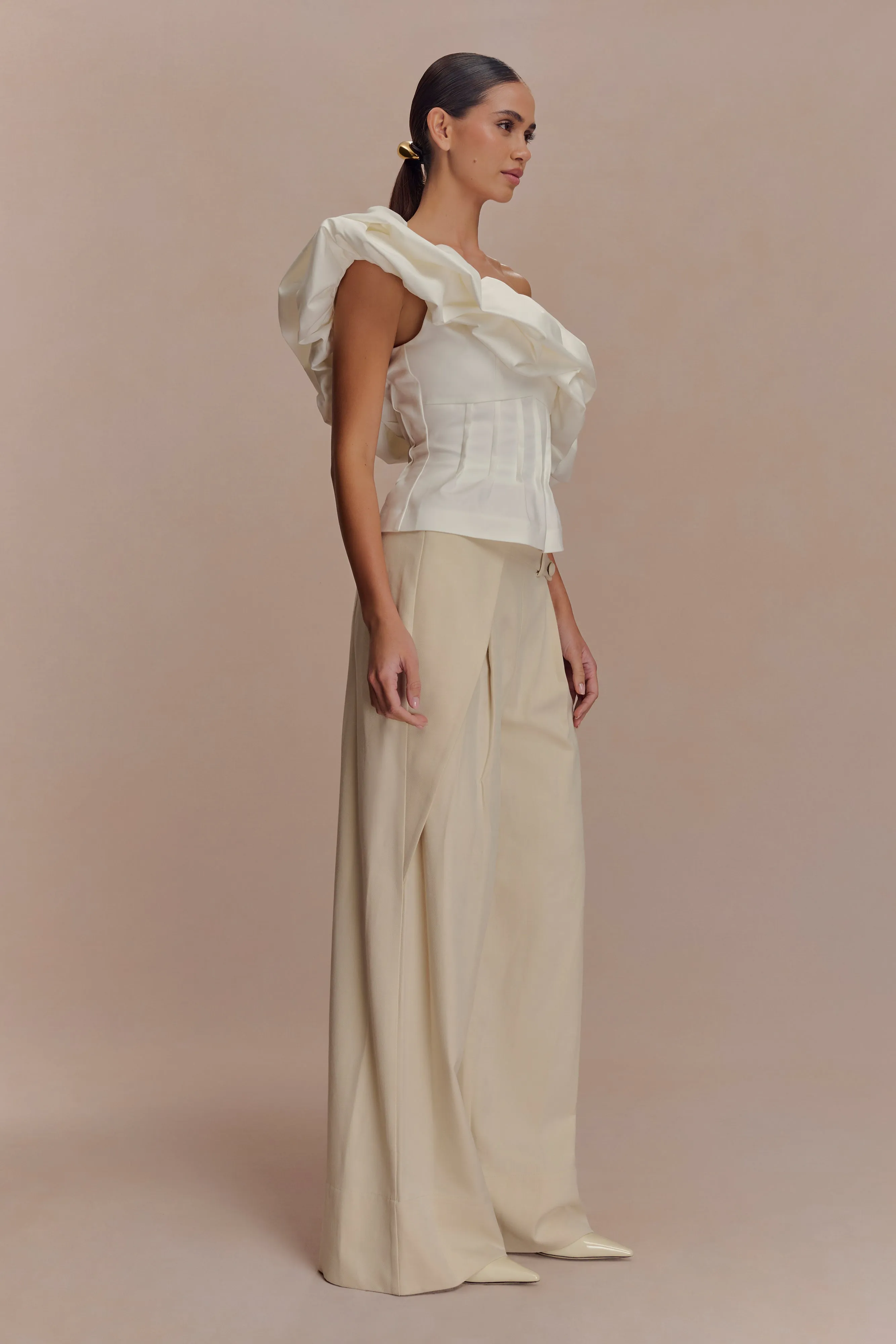 Debbie One Shoulder Bubble Top - White sold by Meshki product image thumbnail 4