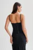 Maryse Satin And Lace Corset Top - Black sold by Meshki