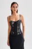 Maryse Satin And Lace Corset Top - Black sold by Meshki