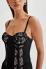 Maryse Satin And Lace Corset Top - Black sold by Meshki
