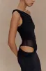 Callen One Shoulder Slinky Maxi Dress - Black sold by Meshki