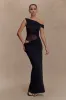 Callen One Shoulder Slinky Maxi Dress - Black sold by Meshki