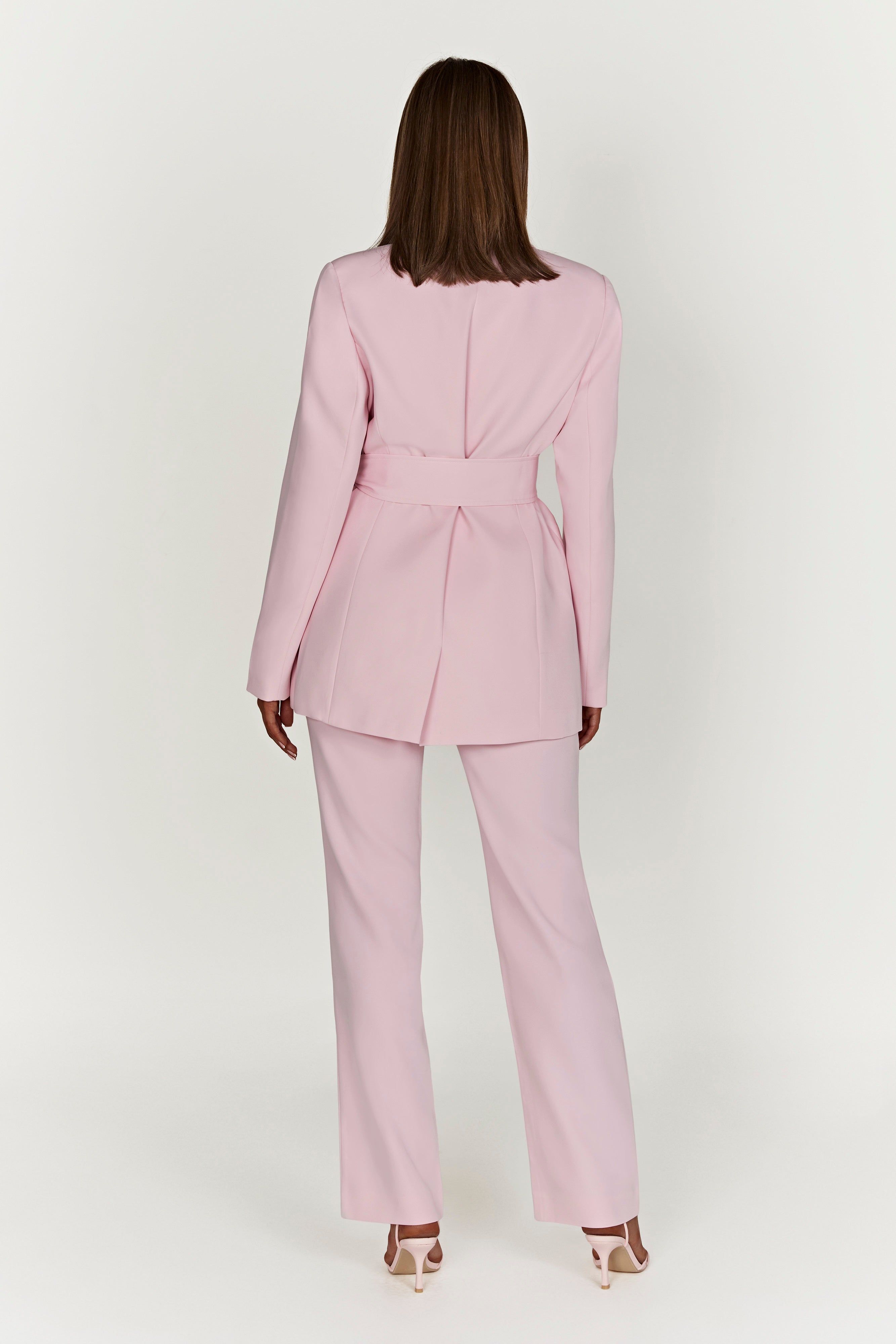 Arna Oversized Belted Blazer - Blush Pink sold by Meshki product image thumbnail 8