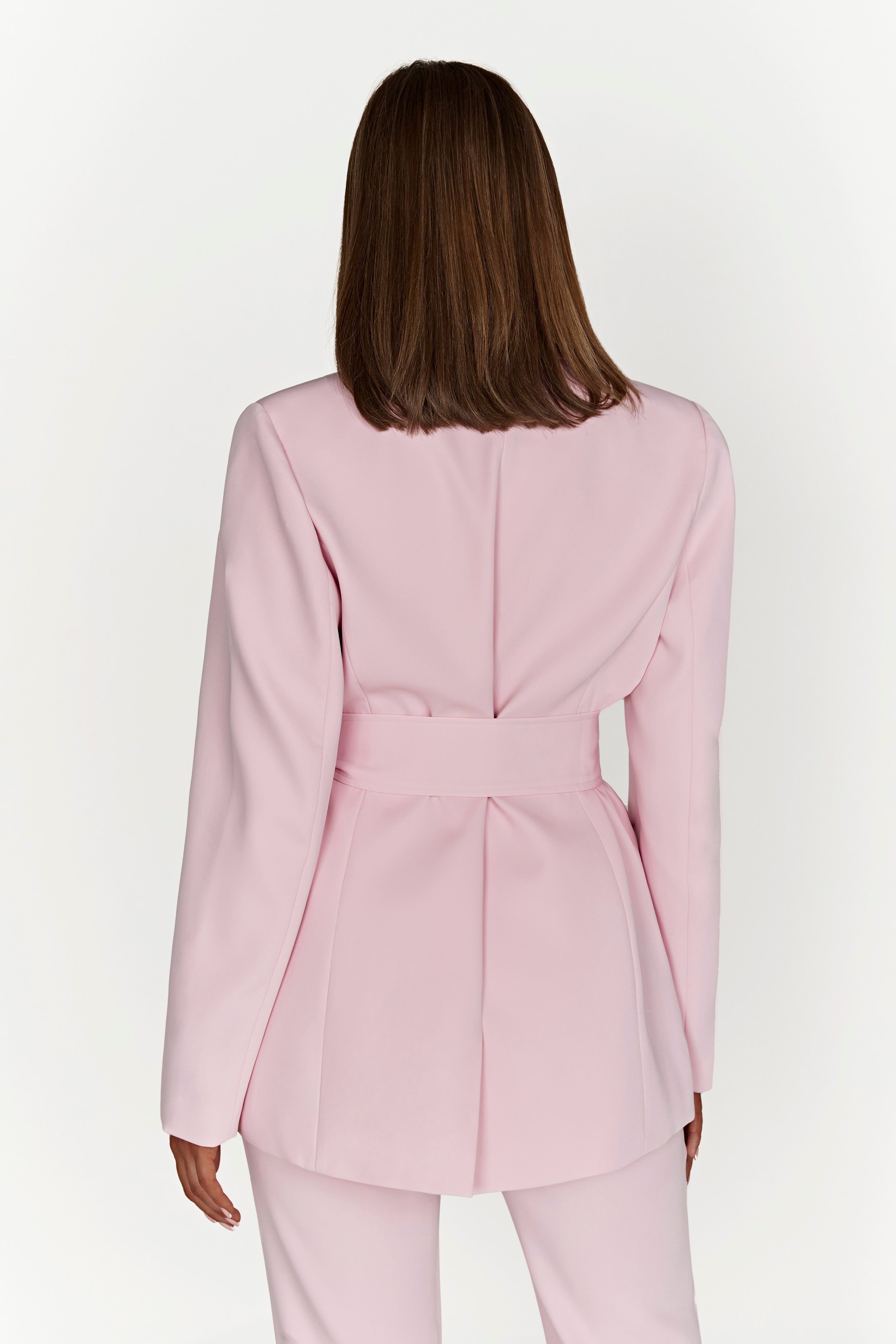Arna Oversized Belted Blazer - Blush Pink sold by Meshki product image thumbnail 2