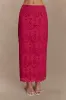 Kensley Broderie Midi Skirt - Dragonfruit sold by Meshki