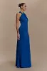 Marlee Asymmetrical Slinky Maxi Dress - Cobalt sold by Meshki