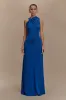 Marlee Asymmetrical Slinky Maxi Dress - Cobalt sold by Meshki