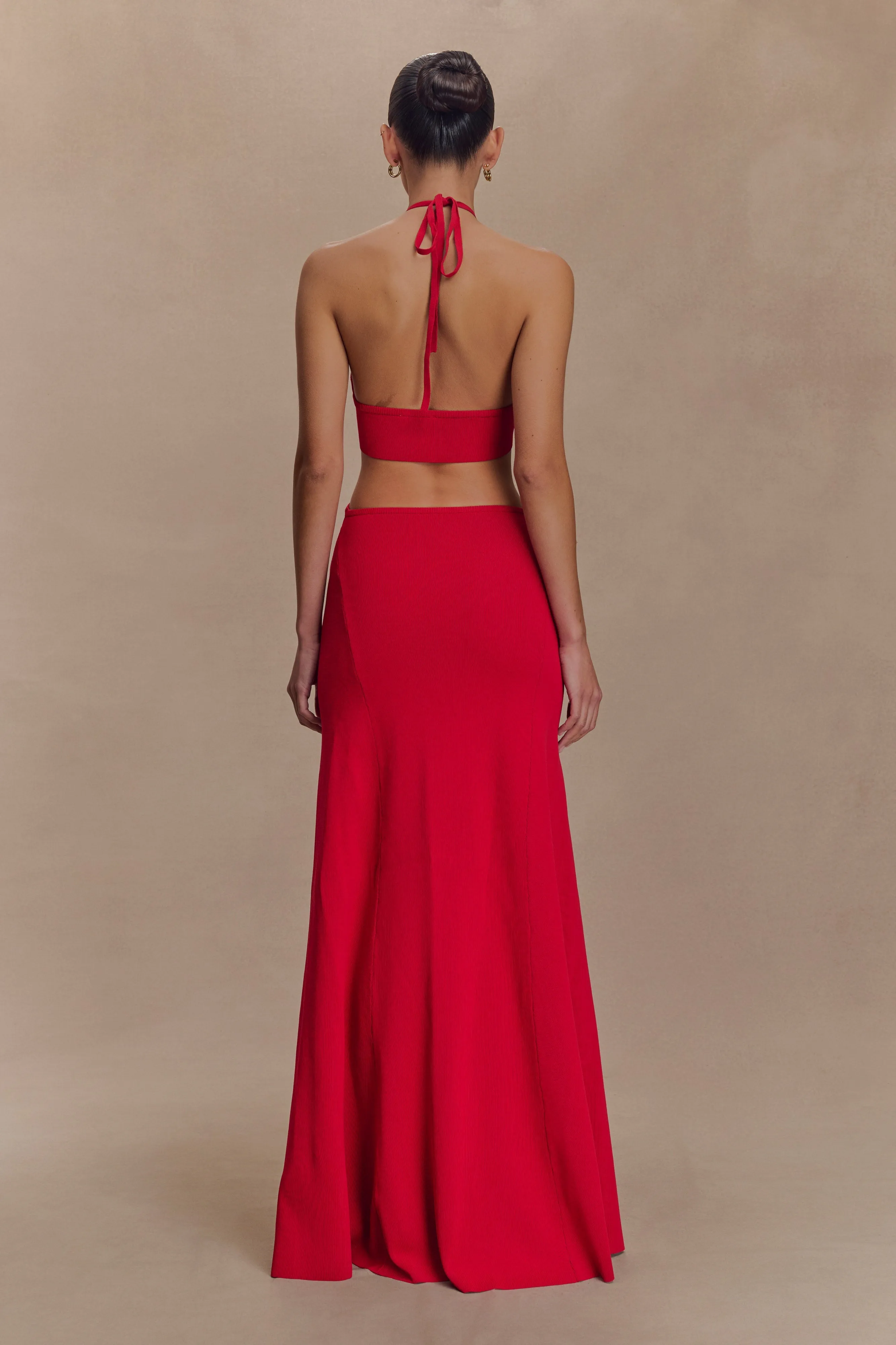 Marlowe Halter Knit Maxi Dress - Red sold by Meshki product image thumbnail 4