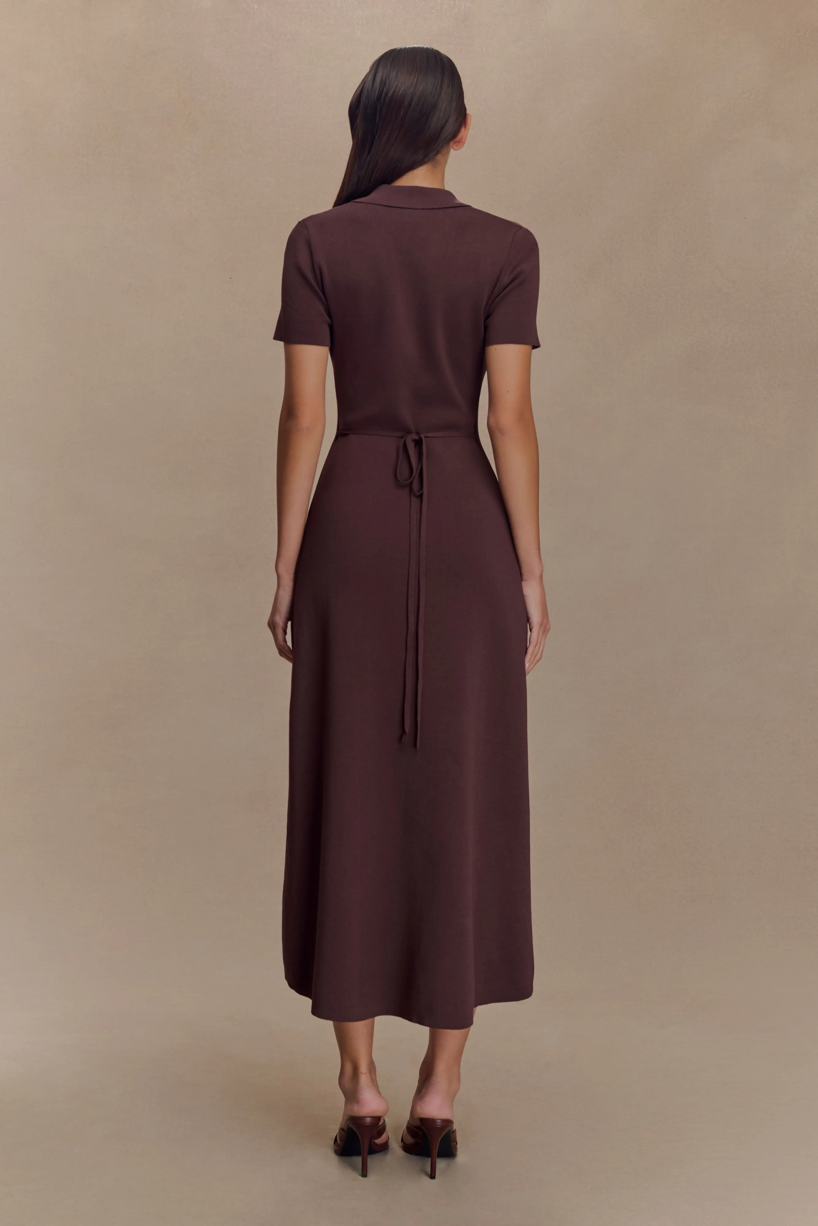 Pearson Short Sleeve Knit Midi Dress - Chocolate sold by Meshki product image thumbnail 2