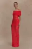 Solstice Off Shoulder Crochet Knit Maxi Dress - Blood Orange sold by Meshki