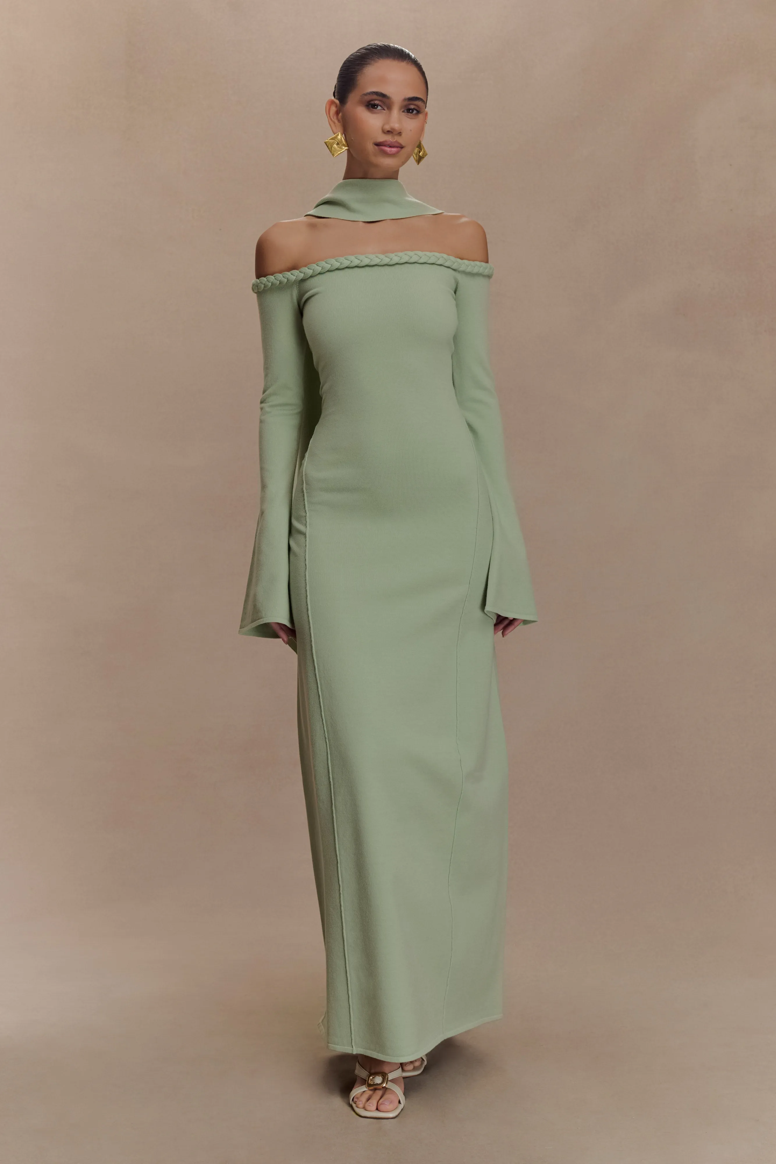 Heidi Strapless Knit Scarf Maxi Dress - Pastel Green sold by Meshki product image thumbnail 5