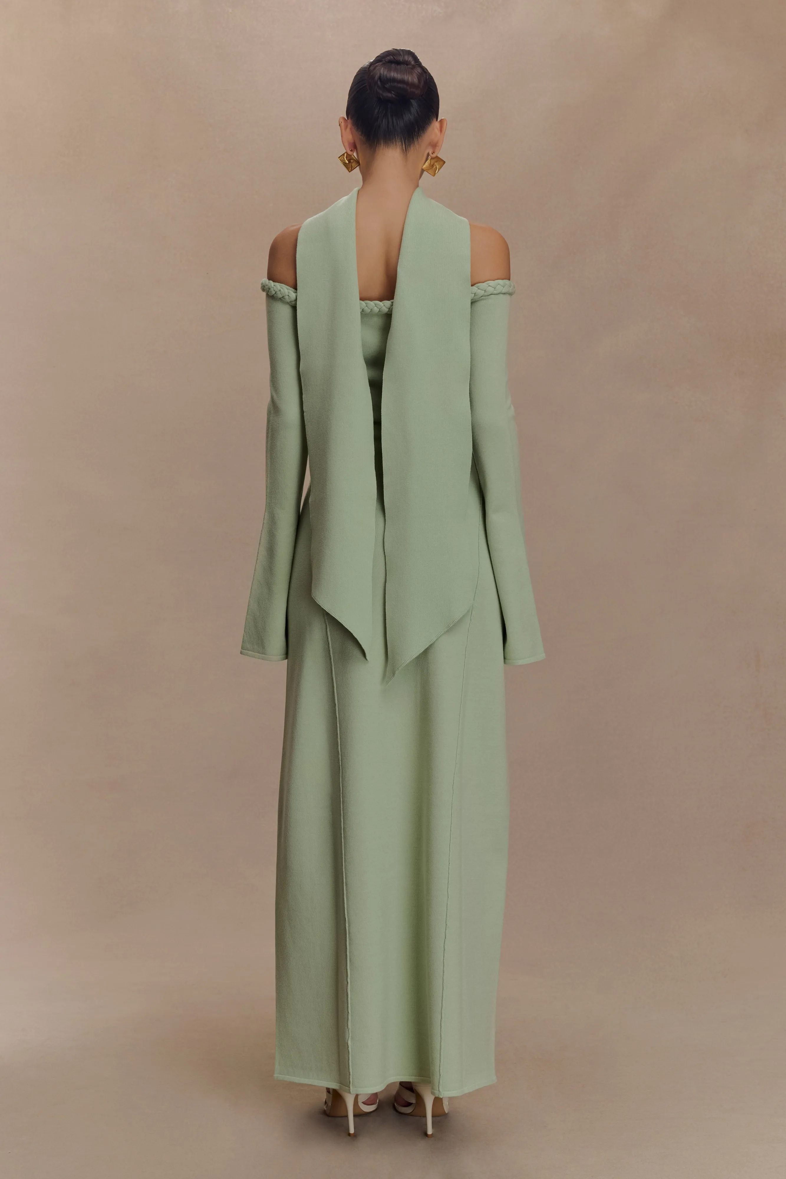 Heidi Strapless Knit Scarf Maxi Dress - Pastel Green sold by Meshki product image thumbnail 2