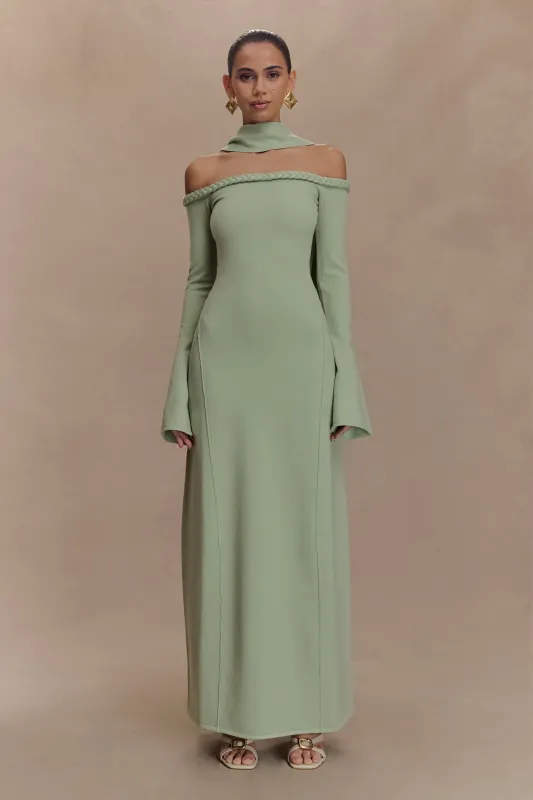 Heidi Strapless Knit Scarf Maxi Dress - Pastel Green sold by Meshki