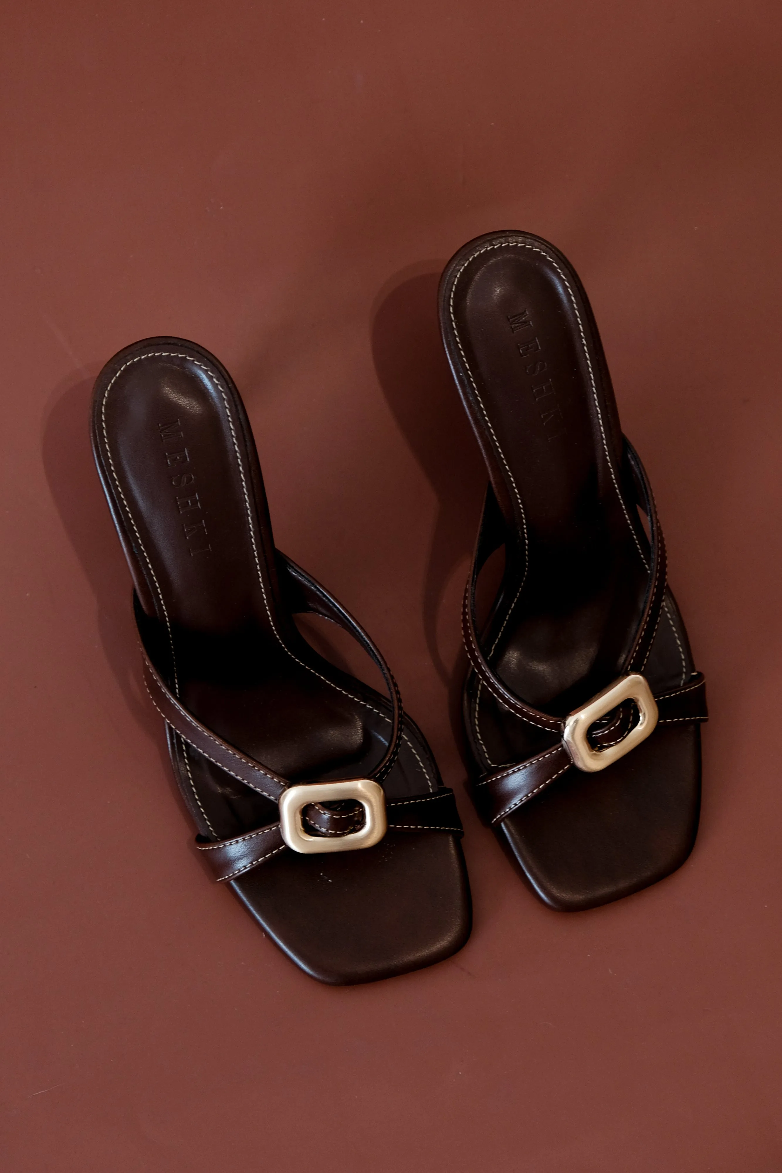 Jodie High Heel With Hardware - Chocolate sold by Meshki