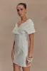 Pascale Off Shoulder Denim Mini Dress - White sold by Meshki