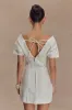Pascale Off Shoulder Denim Mini Dress - White sold by Meshki
