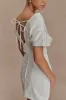 Pascale Off Shoulder Denim Mini Dress - White sold by Meshki