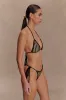 Corrie Crochet Tie Up Bikini Bottom - Black And Neutral Stripe sold by Meshki