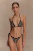 Corrie Crochet Tie Up Bikini Bottom - Black And Neutral Stripe sold by Meshki