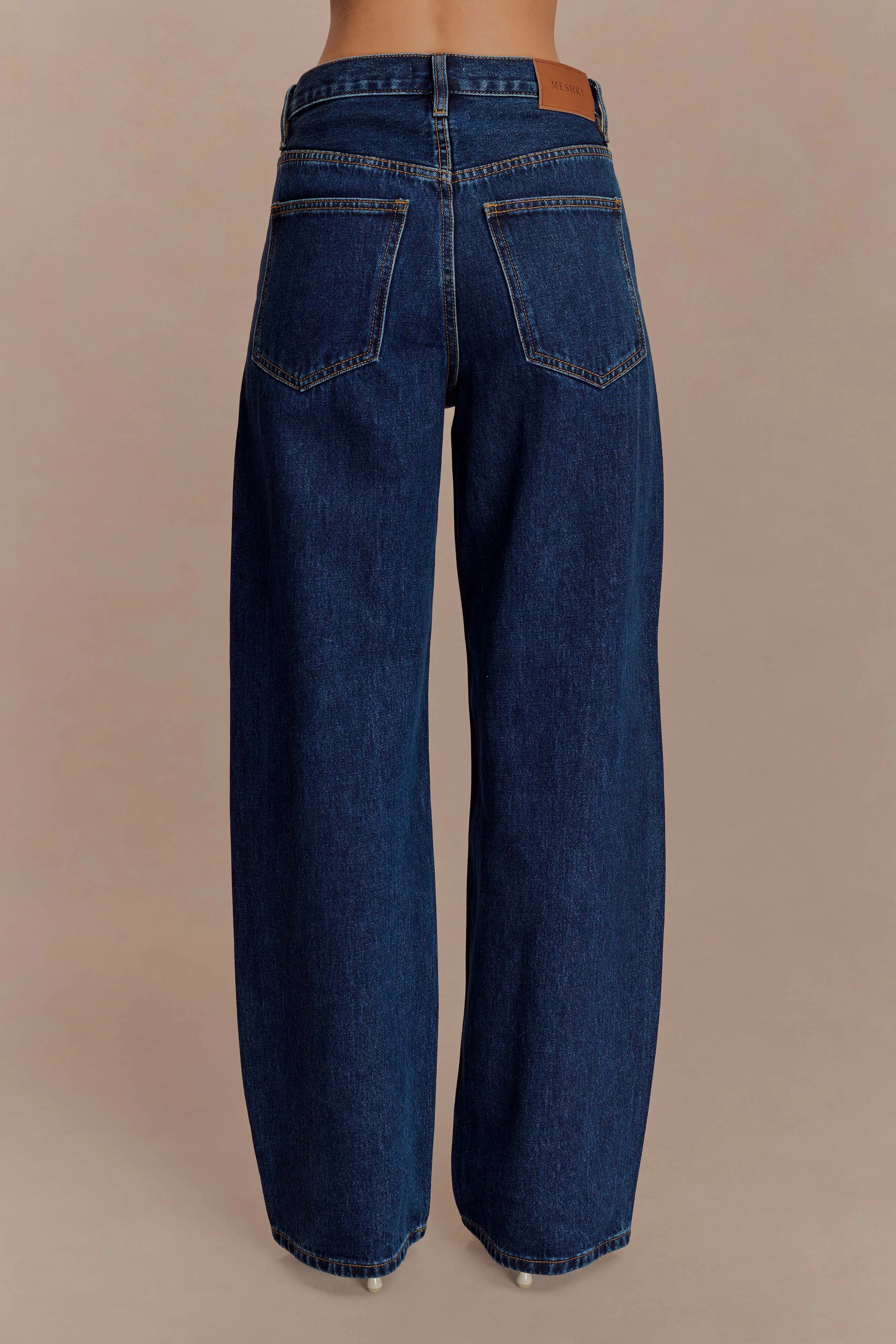 Laina Mid Rise Diamante Denim Jeans - Midnight Blue sold by Meshki product image thumbnail 2