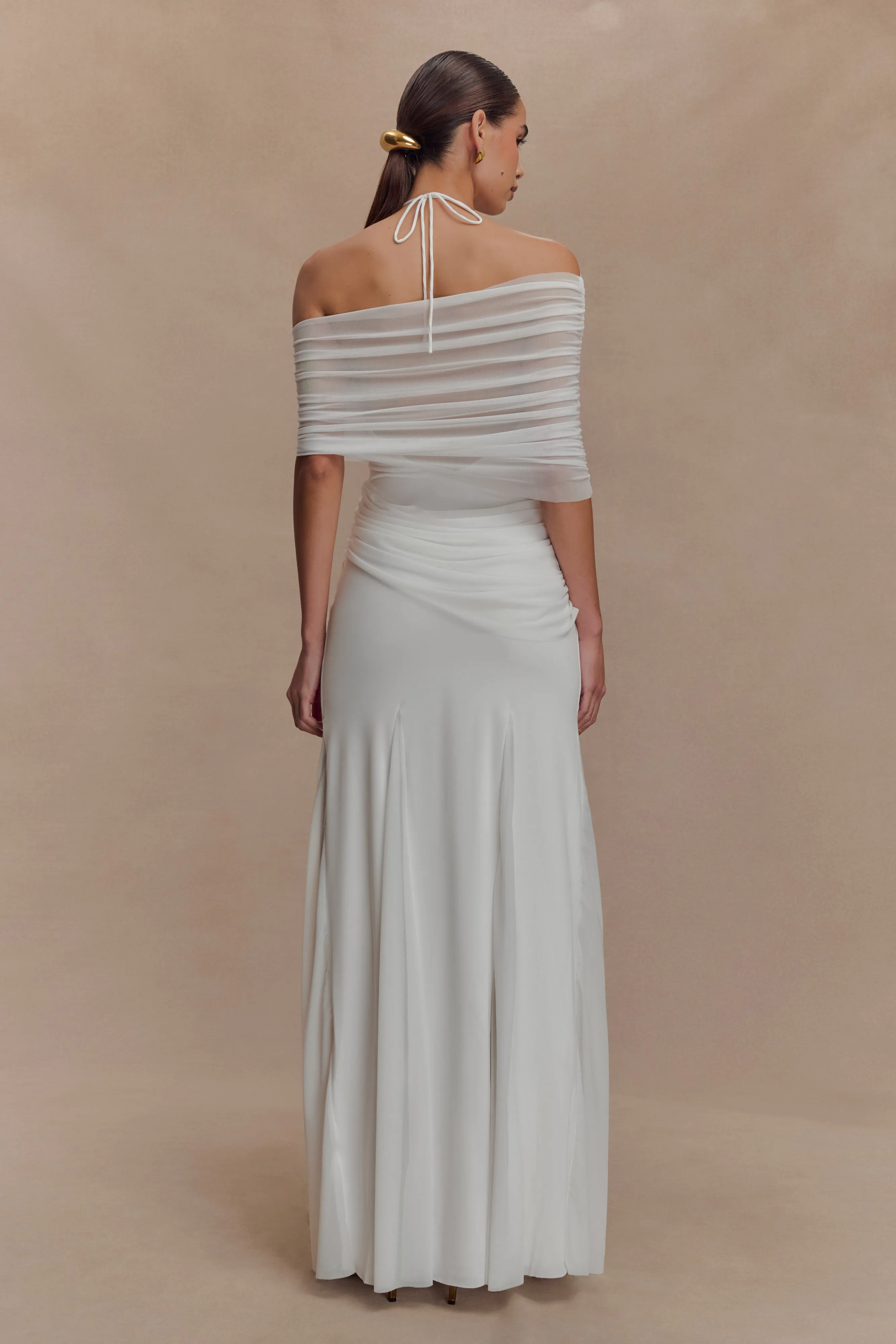 Gabrielle Slinky And Mesh Maxi Dress - White sold by Meshki product image thumbnail 2