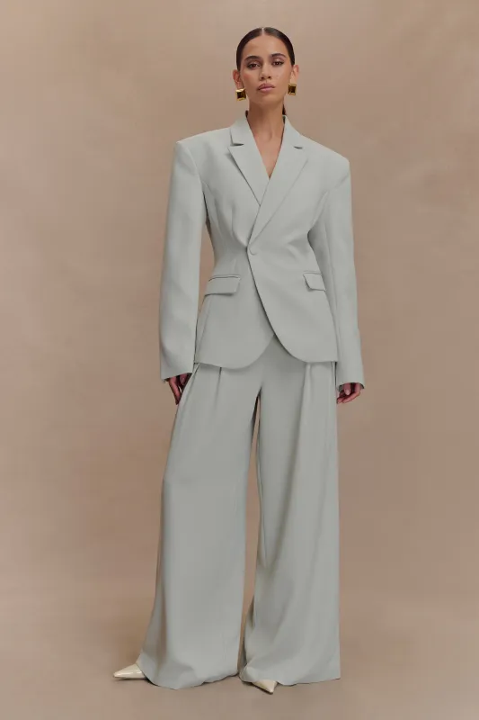 Jameson Pleated Wide Leg Pants - Light Sage sold by Meshki