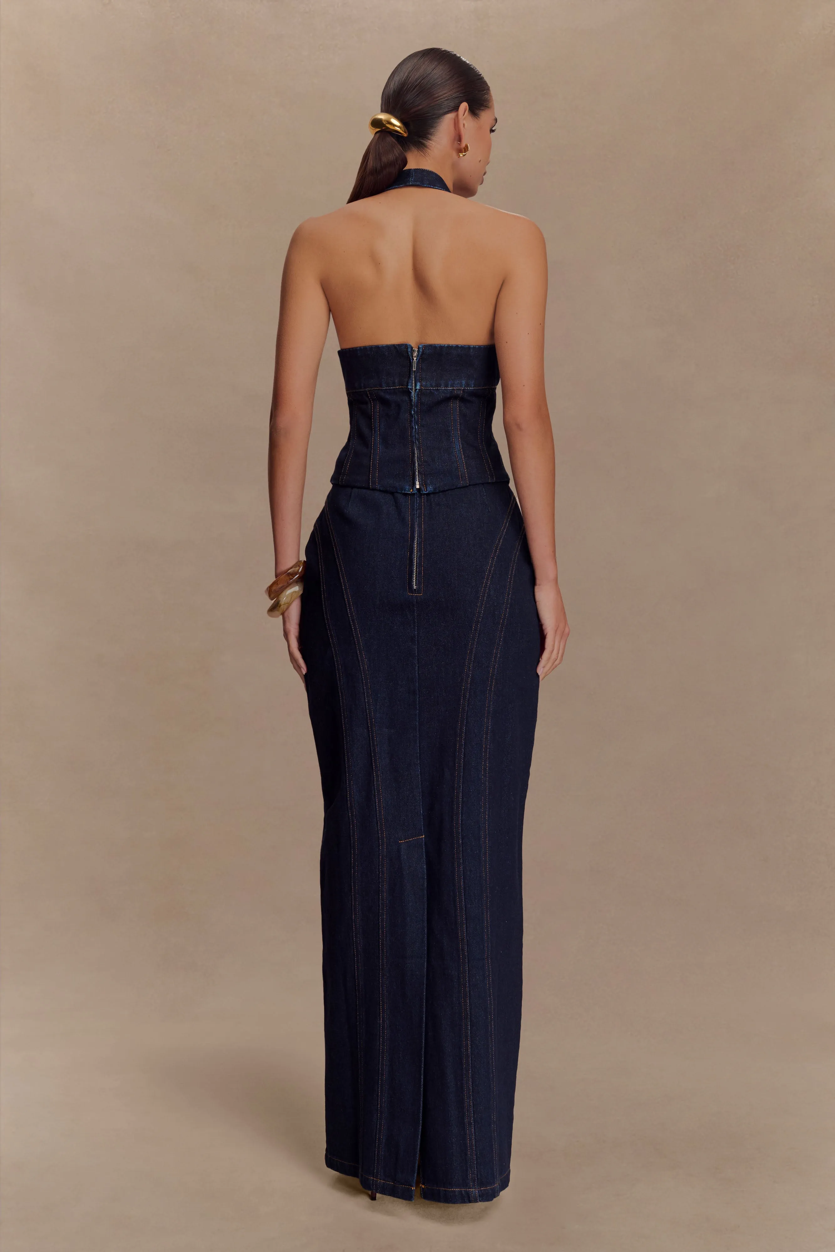 Alma Denim Maxi Skirt - Indigo Blue sold by Meshki product image thumbnail 2