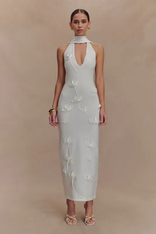 Wynn Floral Knit Midi Dress - White sold by Meshki