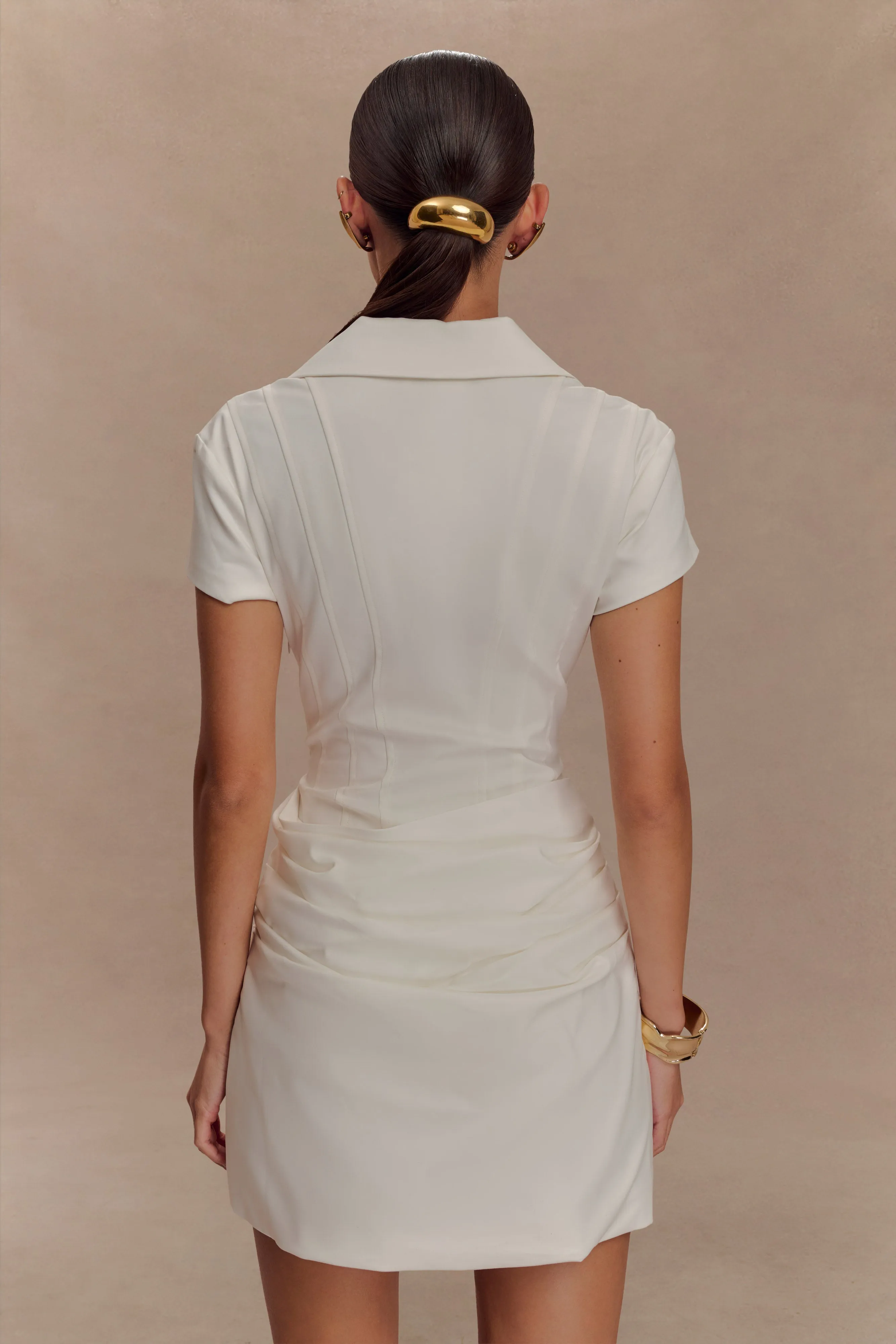 Tarryn Collared Cotton Mini Dress - White sold by Meshki product image thumbnail 5