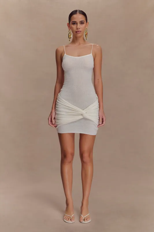 Laurie Twist Knit Mini Dress - Ivory sold by Meshki