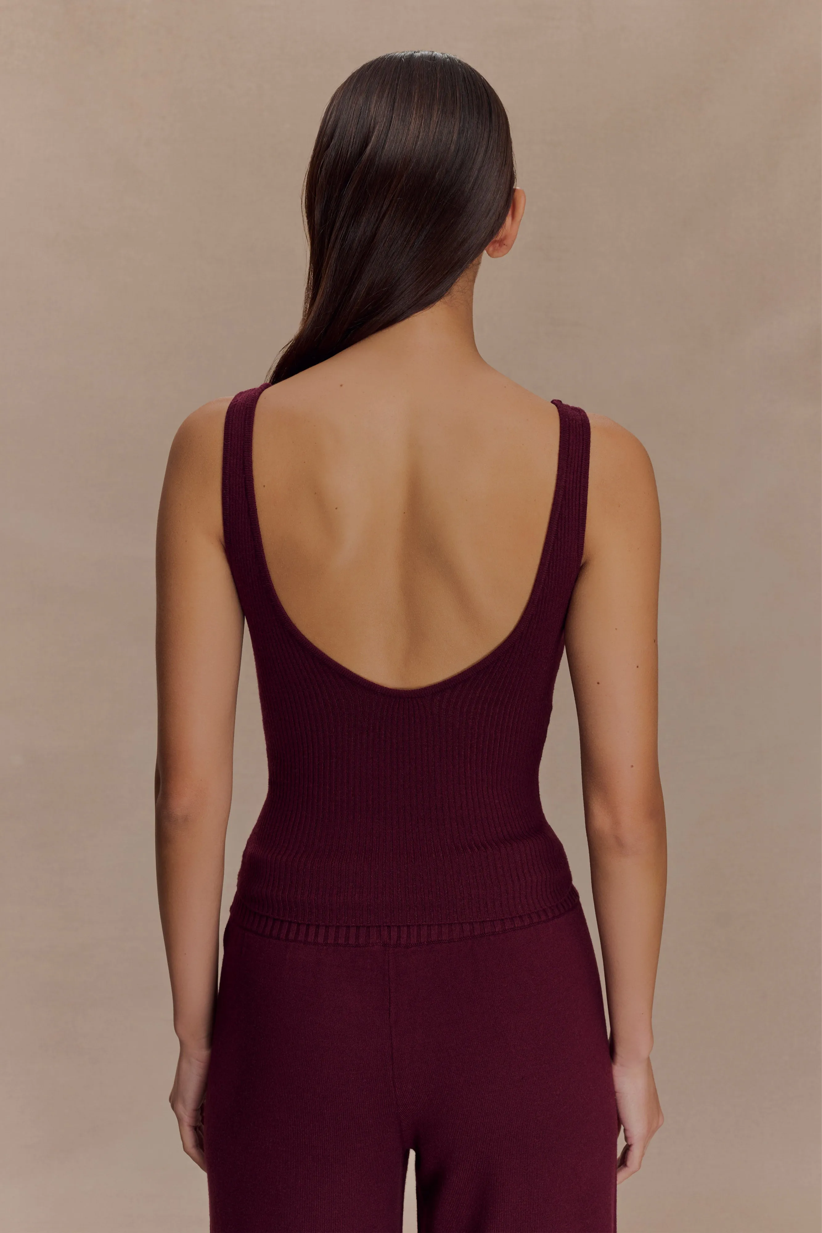 Natalya Ribbed Knit Cami Top - Merlot sold by Meshki product image thumbnail 2