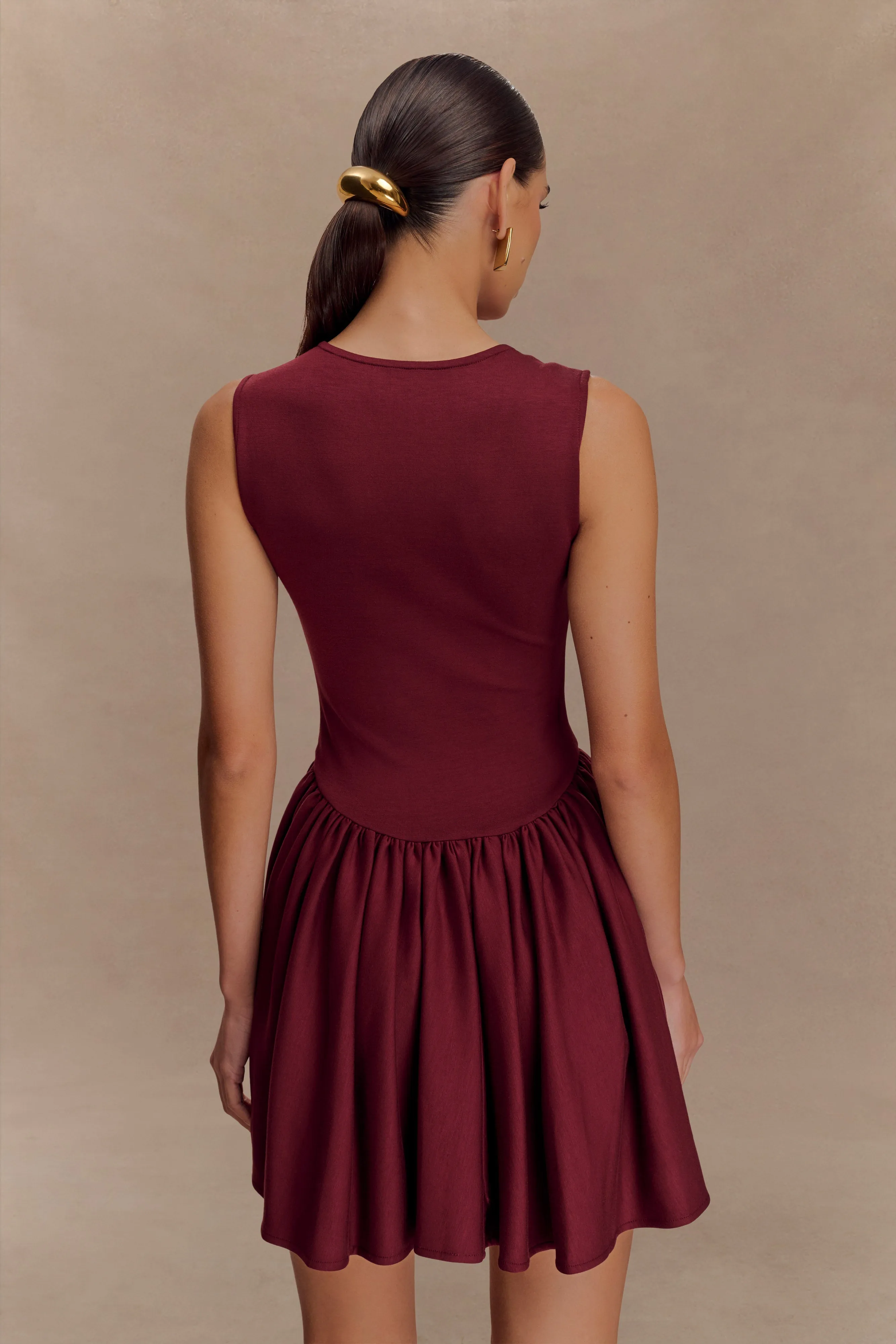 Sharon Scuba Jersey Mini Dress - Wine sold by Meshki product image thumbnail 2