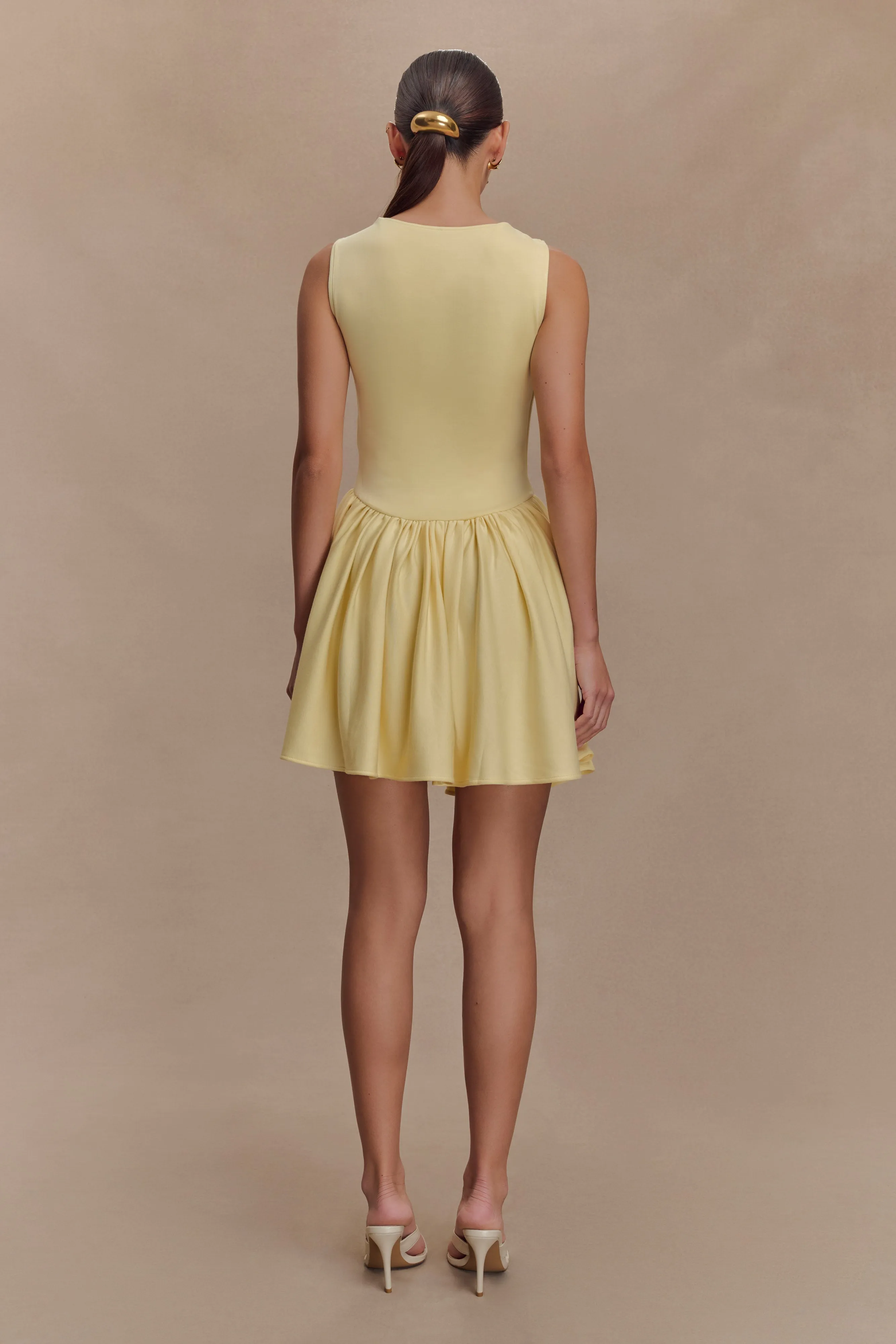 Sharon Scuba Jersey Mini Dress - Pastel Lemon sold by Meshki product image thumbnail 2